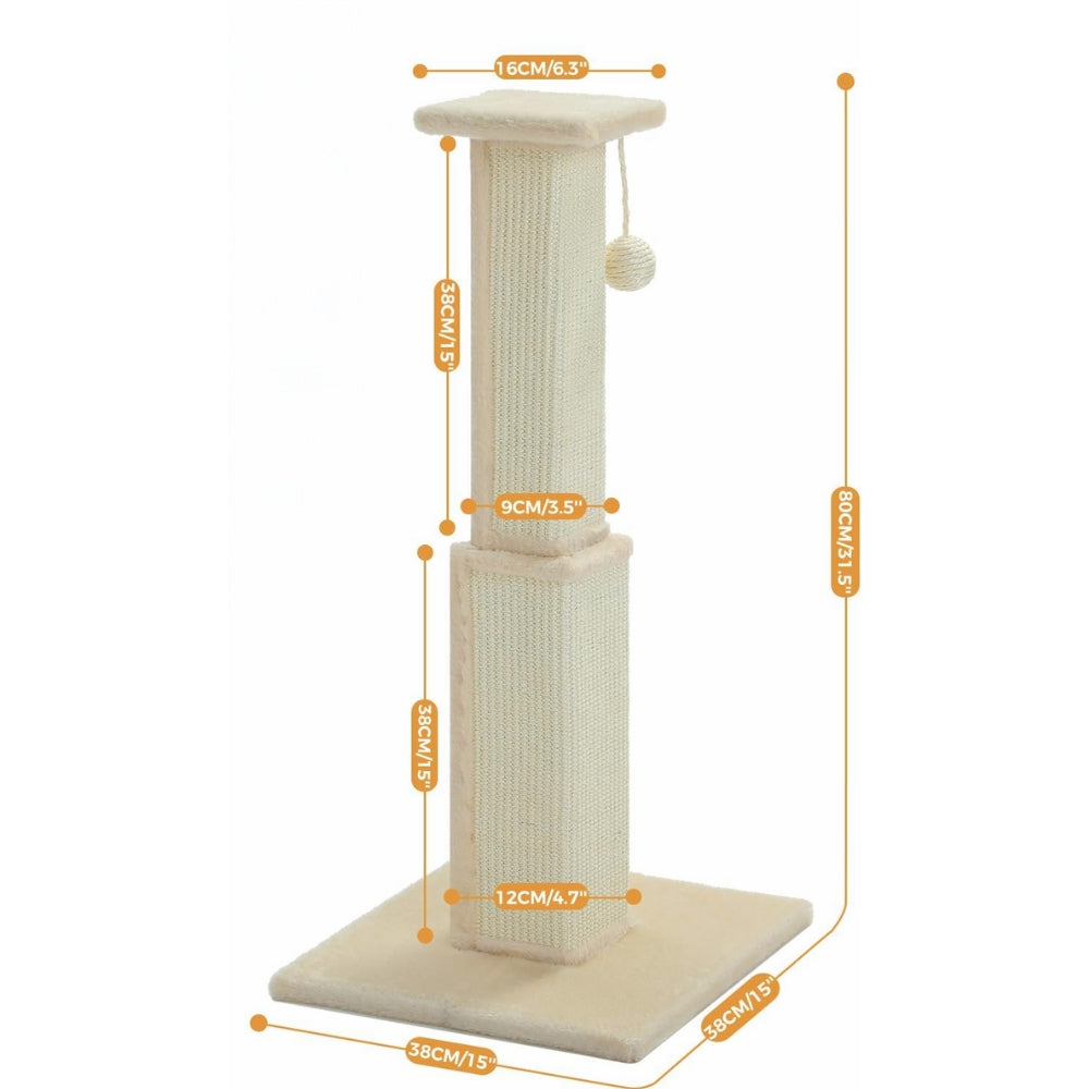 80CM Cat Scratching Post for Indoor Cat Scratcher with Nature Sisal Ball - The Grand Bazaar of Australia