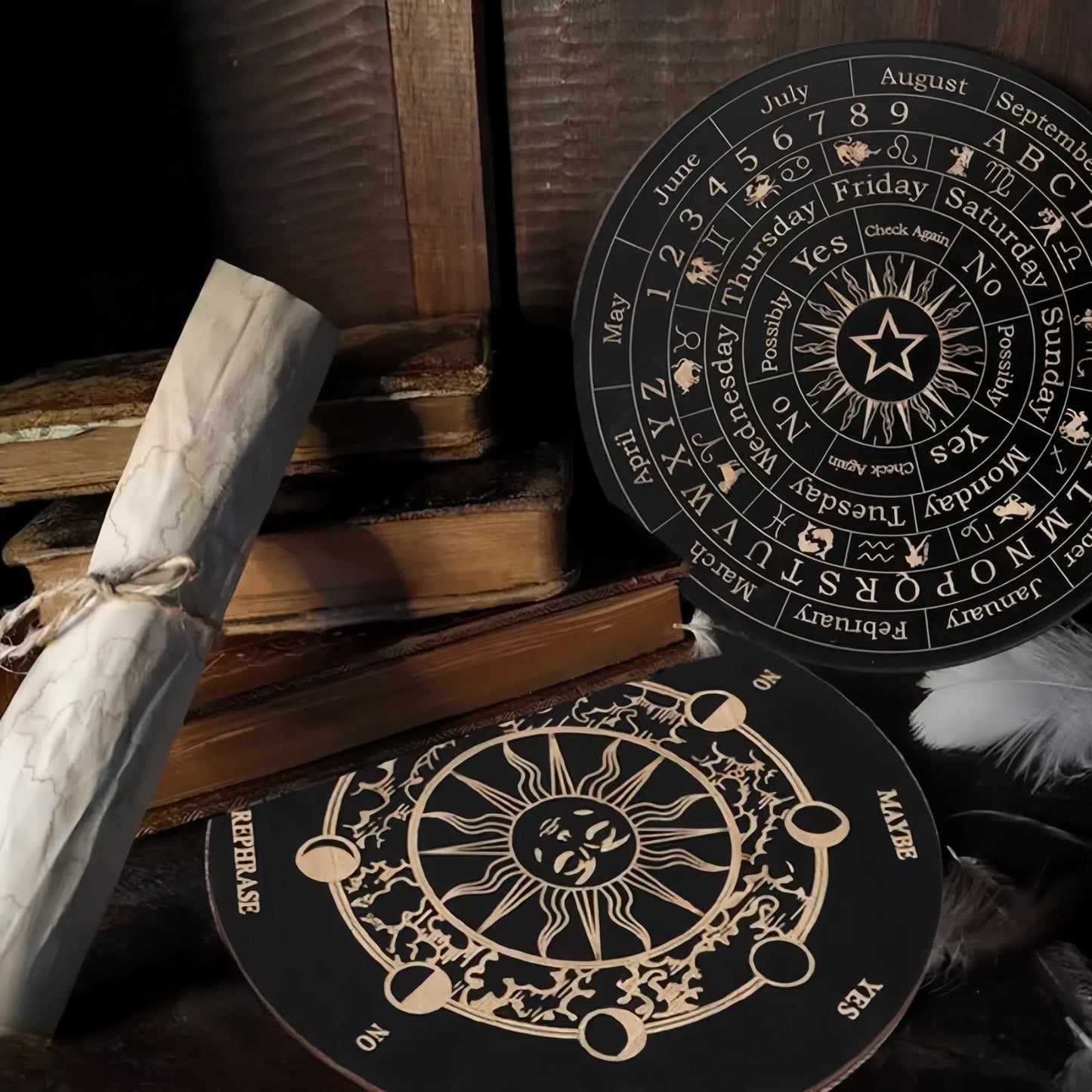 Wooden Moon and Star Pendulum Board for Metaphysical Healing and Divination - The Grand Bazaar of Australia