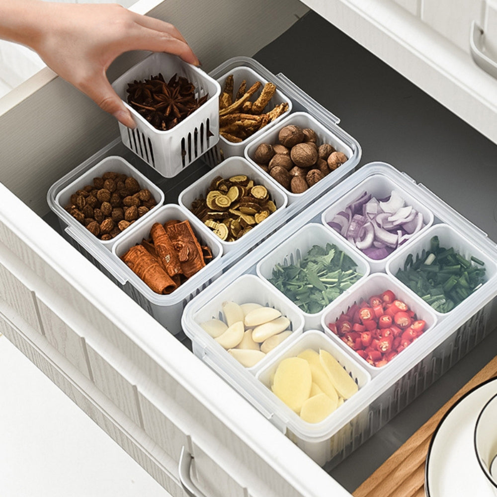 Refrigerator Storage Box 4 and 6 Grids Food Vegetable Fruit - The Grand Bazaar of Australia