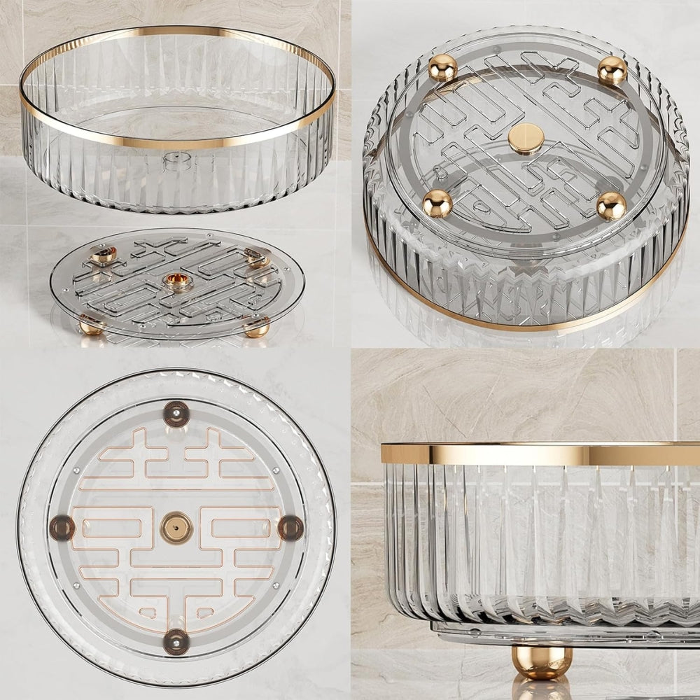 1pc Round Plastic Clear Rotating Container Bins for Cabinet Pantry Kitchen Countertop Refrigerator - The Grand Bazaar of Australia