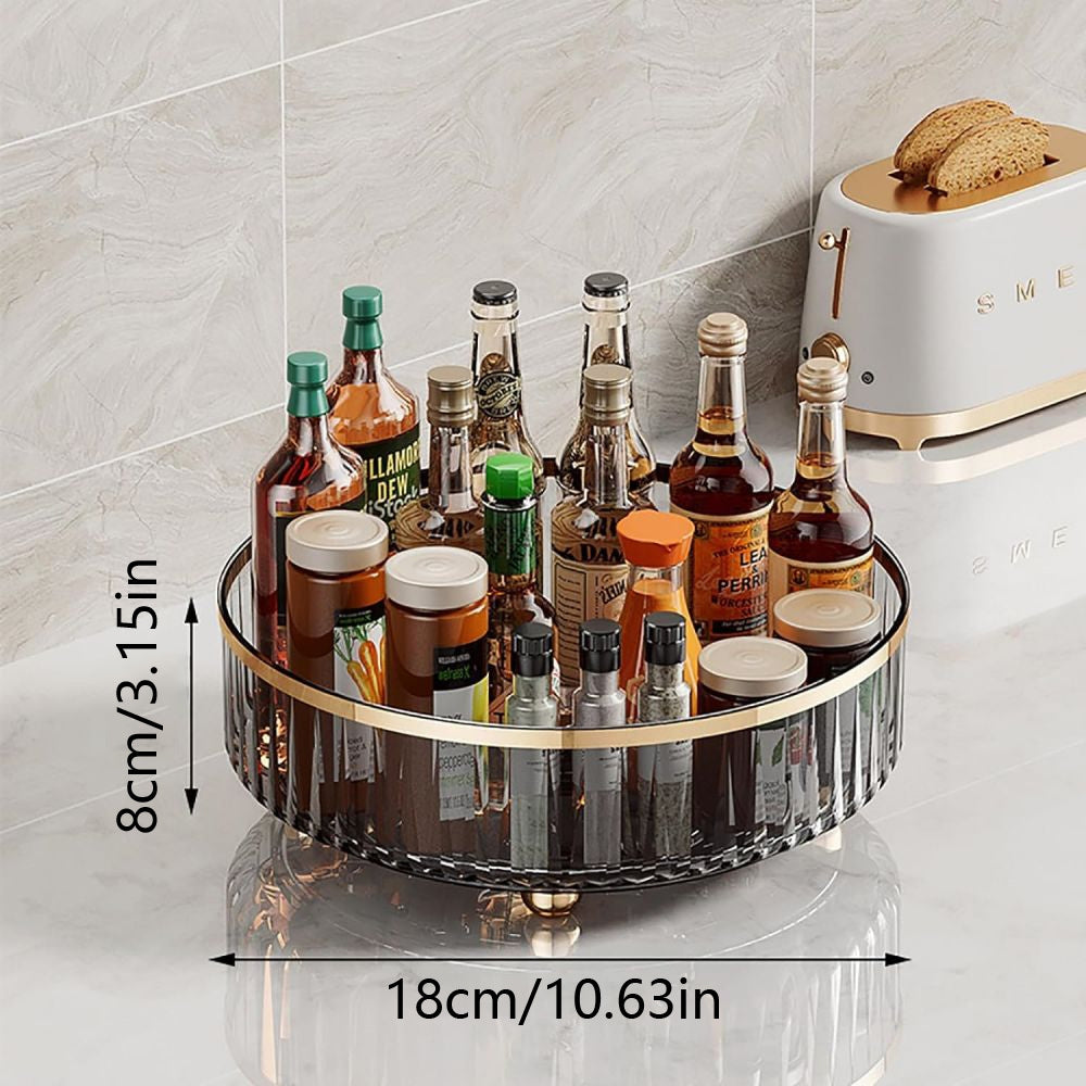 1pc Round Plastic Clear Rotating Container Bins for Cabinet Pantry Kitchen Countertop Refrigerator - The Grand Bazaar of Australia