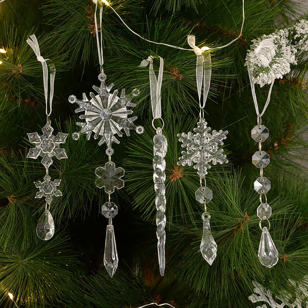 Acrylic Snowflake Simulation Ice Pendants Xmas Tree Hanging Ornament - The Grand Bazaar of Australia