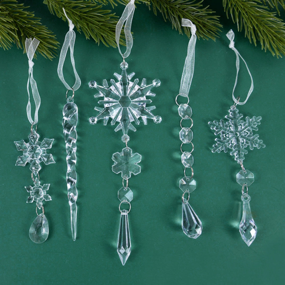 Acrylic Snowflake Simulation Ice Pendants Xmas Tree Hanging Ornament - The Grand Bazaar of Australia