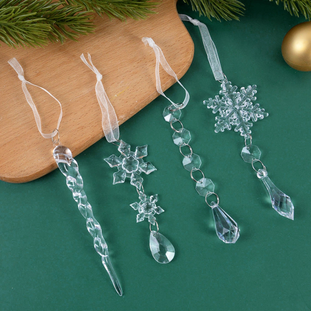 Acrylic Snowflake Simulation Ice Pendants Xmas Tree Hanging Ornament - The Grand Bazaar of Australia