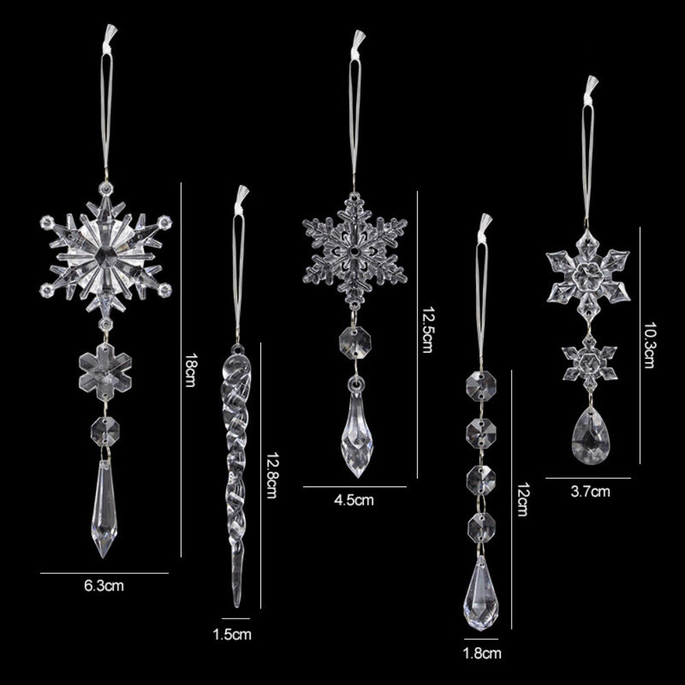 Acrylic Snowflake Simulation Ice Pendants Xmas Tree Hanging Ornament - The Grand Bazaar of Australia