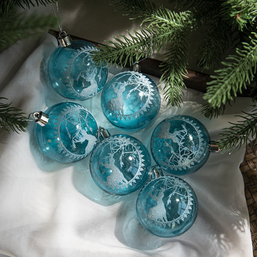 6pcs Transparent Snow Christmas Balls Pendants for Christmas Tree Decoration - The Grand Bazaar of Australia