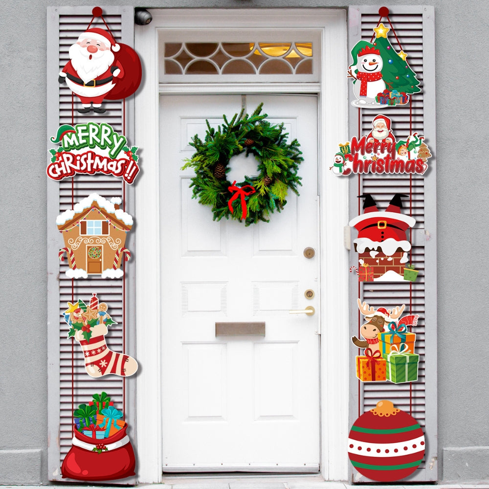Christmas Porch Door Hanging Banner Christmas Paper Door Decorative Flags - The Grand Bazaar of Australia