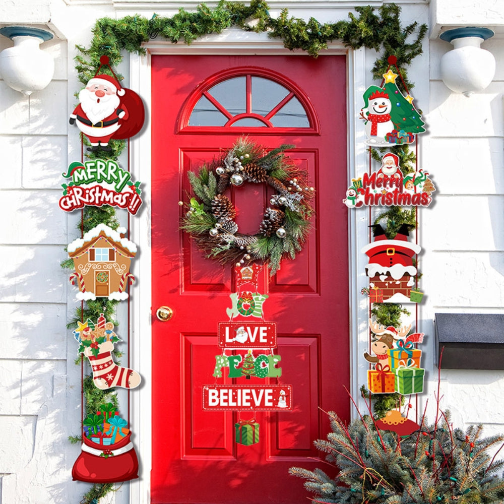 Christmas Porch Door Hanging Banner Christmas Paper Door Decorative Flags - The Grand Bazaar of Australia