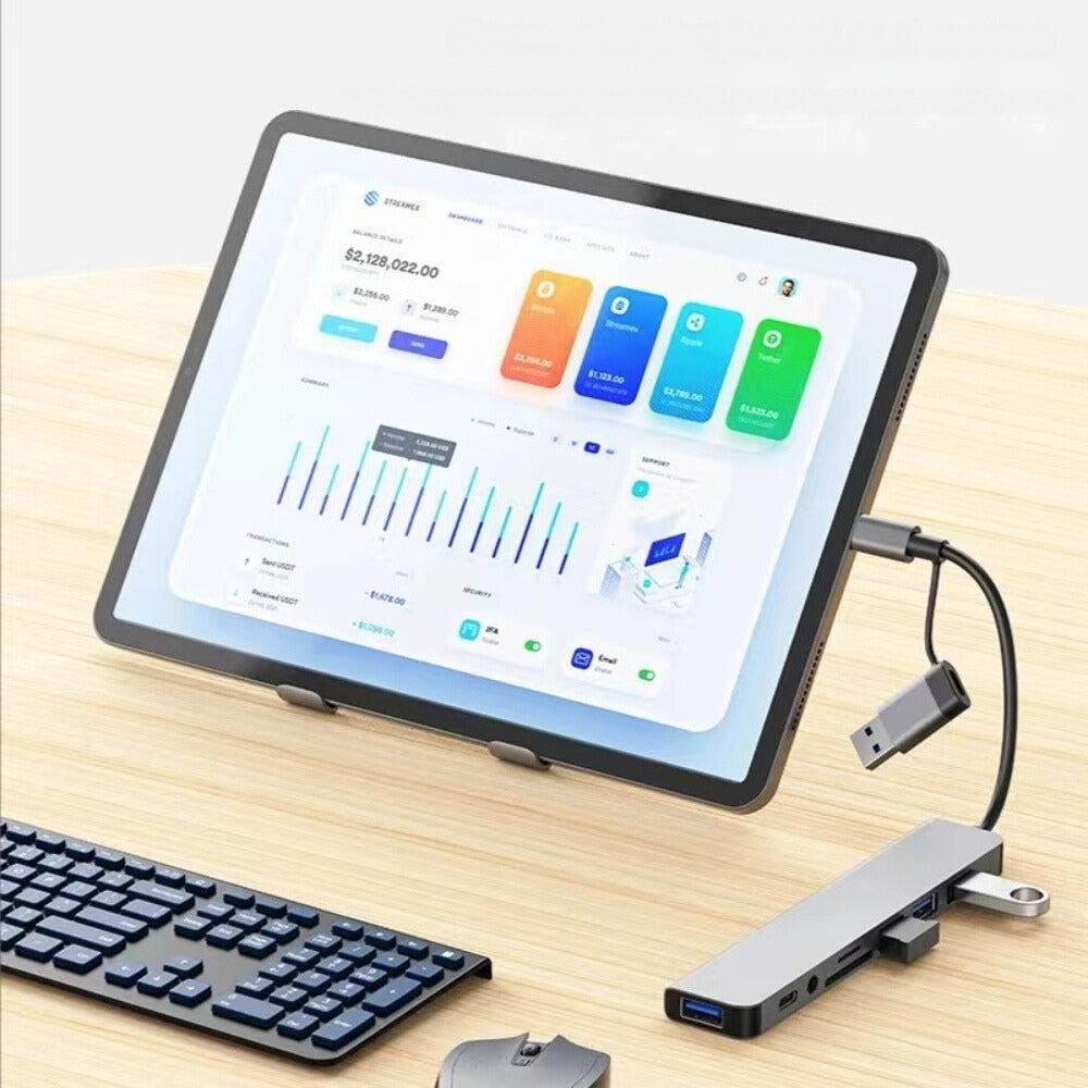 8 In 2 USB HUB With Splitter Card Reader, USB C Port, USB Splitter Card Reader, Docking Station - The Grand Bazaar of Australia