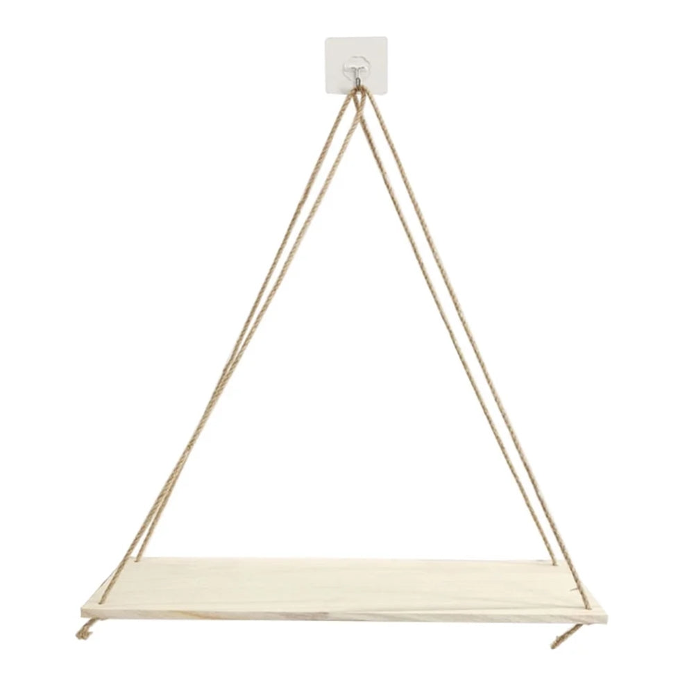 Wooden Swing Hanging Hemp Rope Wall Shelve Mounted Floating Plant Flower Pot - The Grand Bazaar of Australia