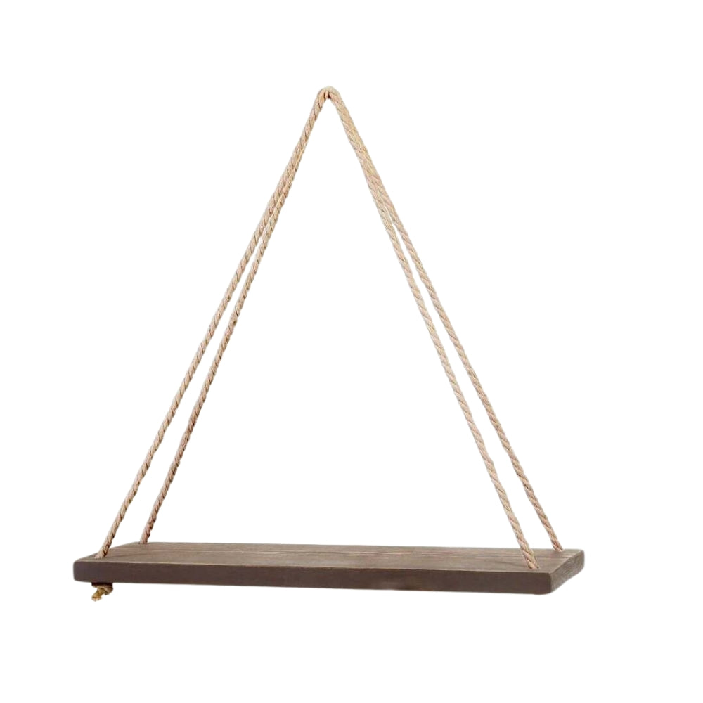 Wooden Swing Hanging Hemp Rope Wall Shelve Mounted Floating Plant Flower Pot - The Grand Bazaar of Australia