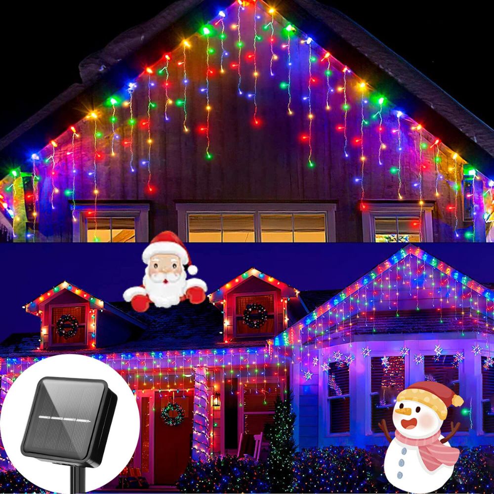 5M 7.5M Solar Curtain String Lights for Festive Outdoor Decor - The Grand Bazaar of Australia
