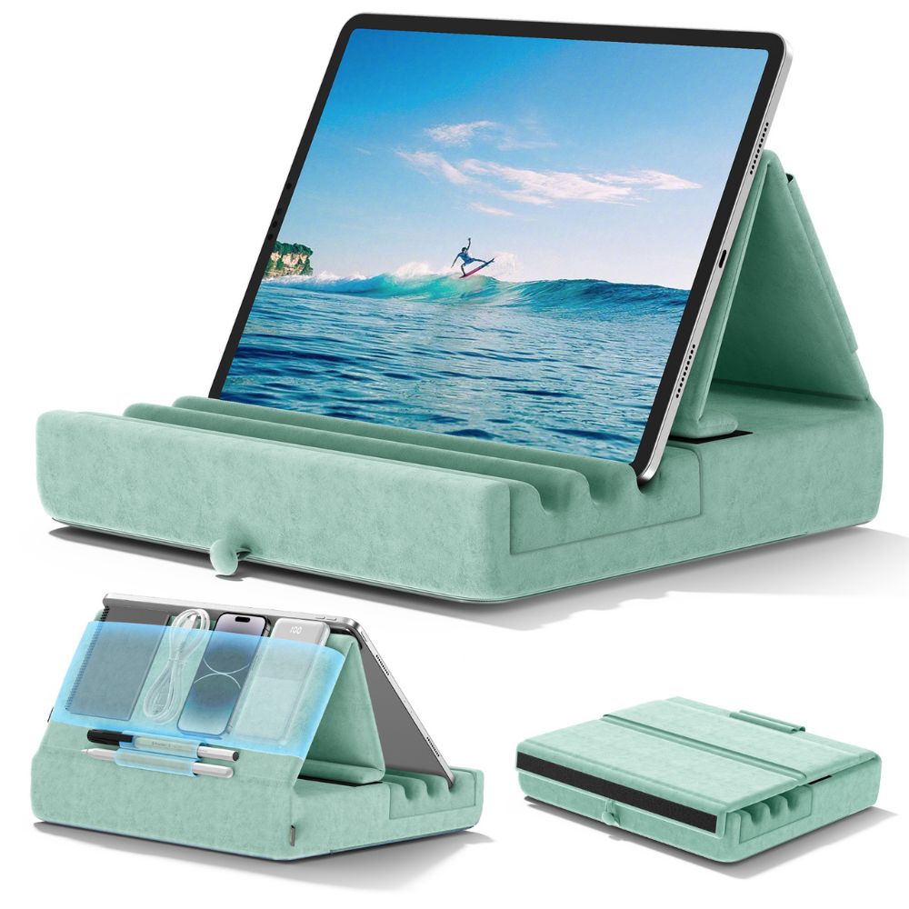 Tablet Pillow Stand Foldable Holder for iPad Pro with Soft Pad, Pocket and Stylus Mount - The Grand Bazaar of Australia