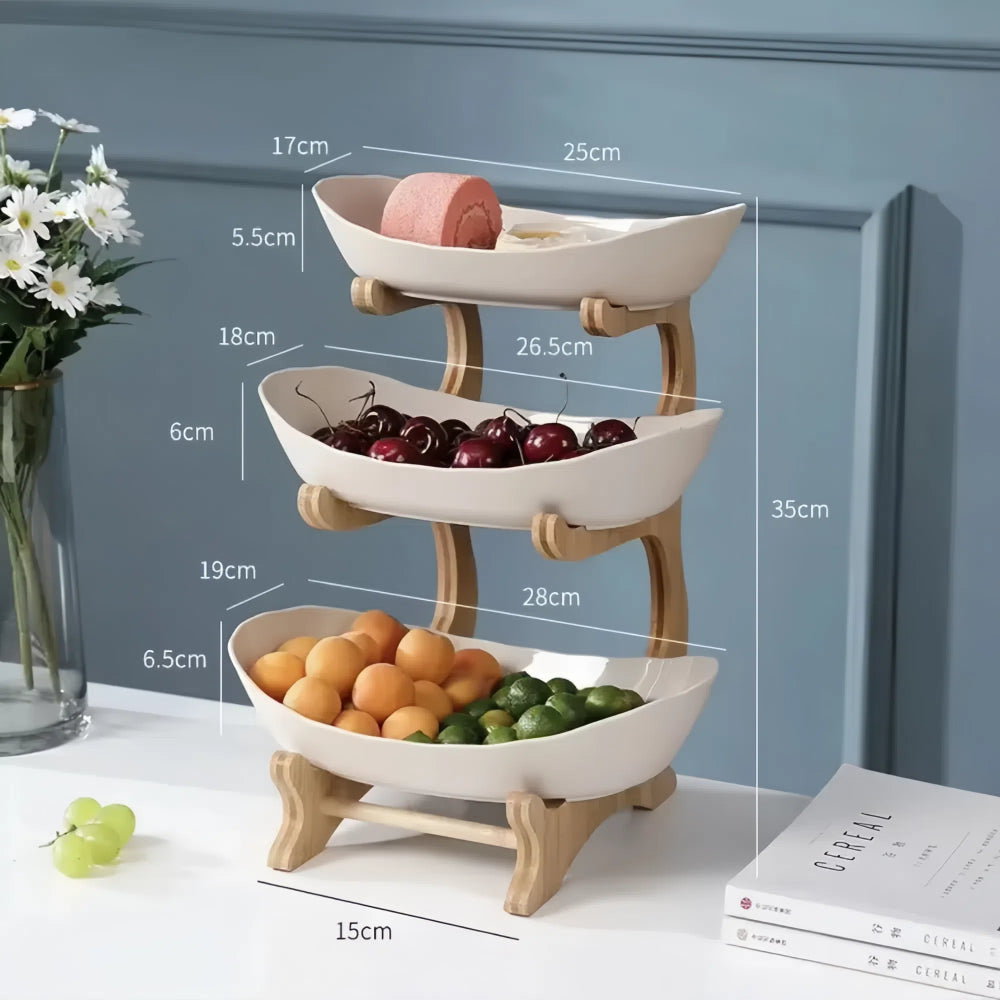 Modern Fruit Basket 2/3 Layer Plastic Snack Dish for Home Living Room - The Grand Bazaar of Australia