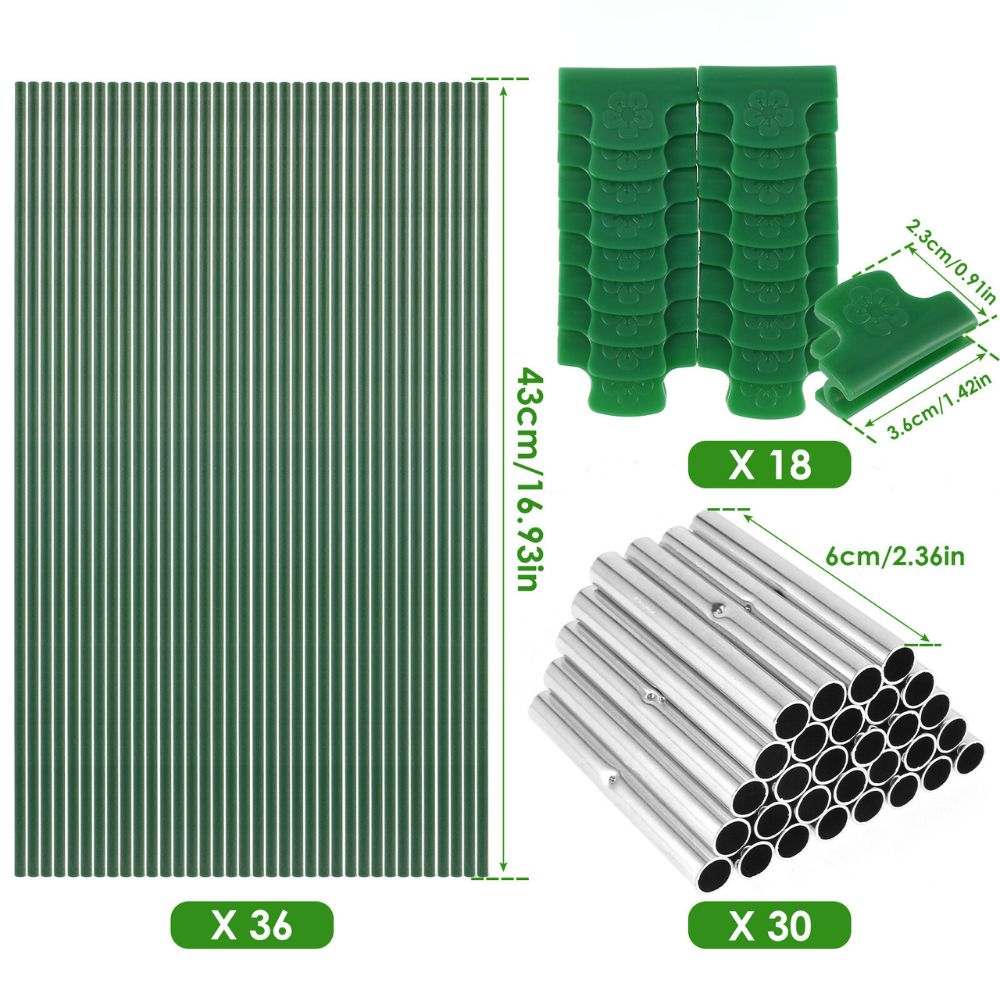 15/36Pcs Greenhouse Hoops Kit with Clips Durable Fiberglass Frame - The Grand Bazaar of Australia