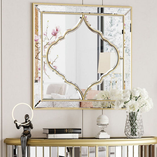 Gold Edge Large Square Wall Mirror for Elegant Home Decor - The Grand Bazaar of Australia