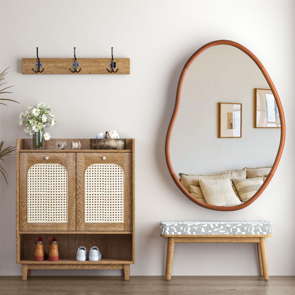 Stunning Asymmetrical Large Wall Mirror with Mid Century Wood Frame - The Grand Bazaar of Australia