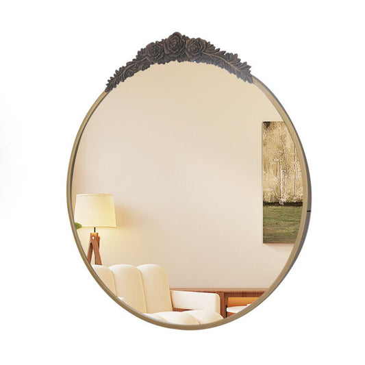 Stunning Baroque Brass Mirror Elegant Resin Rose Design - The Grand Bazaar of Australia