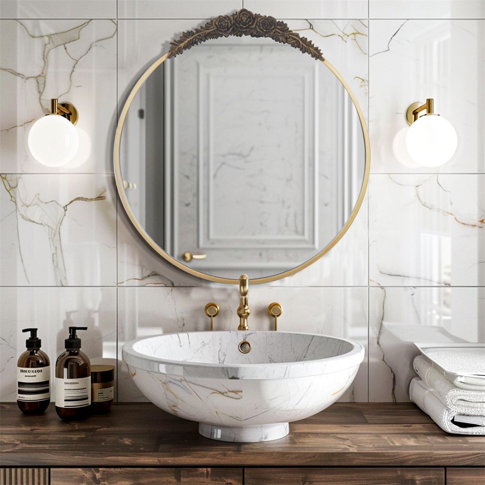 Stunning Baroque Brass Mirror Elegant Resin Rose Design - The Grand Bazaar of Australia