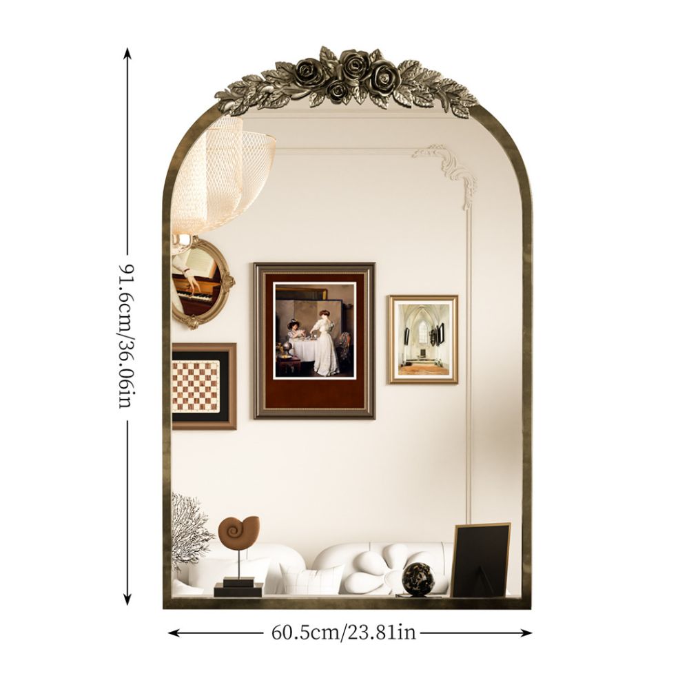 Stunning Baroque Brass Mirror Elegant Resin Rose Design - The Grand Bazaar of Australia