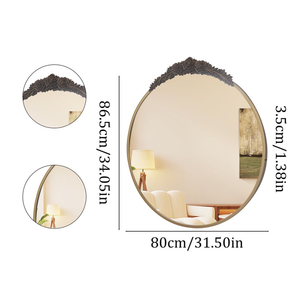 Stunning Baroque Brass Mirror Elegant Resin Rose Design - The Grand Bazaar of Australia
