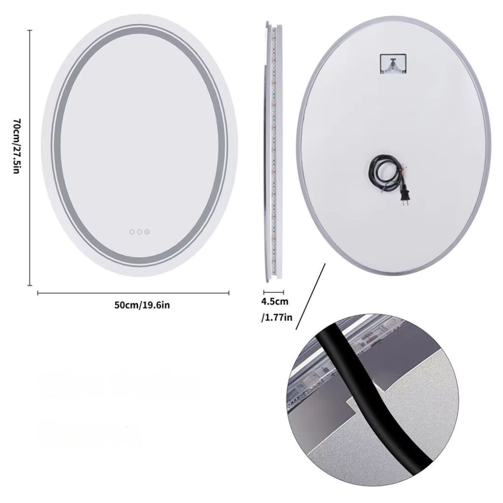 Frameless Oval Illuminated Bathroom Mirror - The Grand Bazaar of Australia