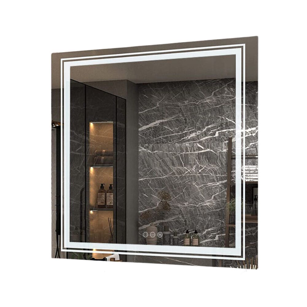 Square Illuminated Wall Bathroom Mirror with LED Lights - The Grand Bazaar of Australia
