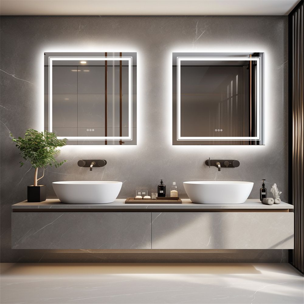 Square Illuminated Wall Bathroom Mirror with LED Lights - The Grand Bazaar of Australia