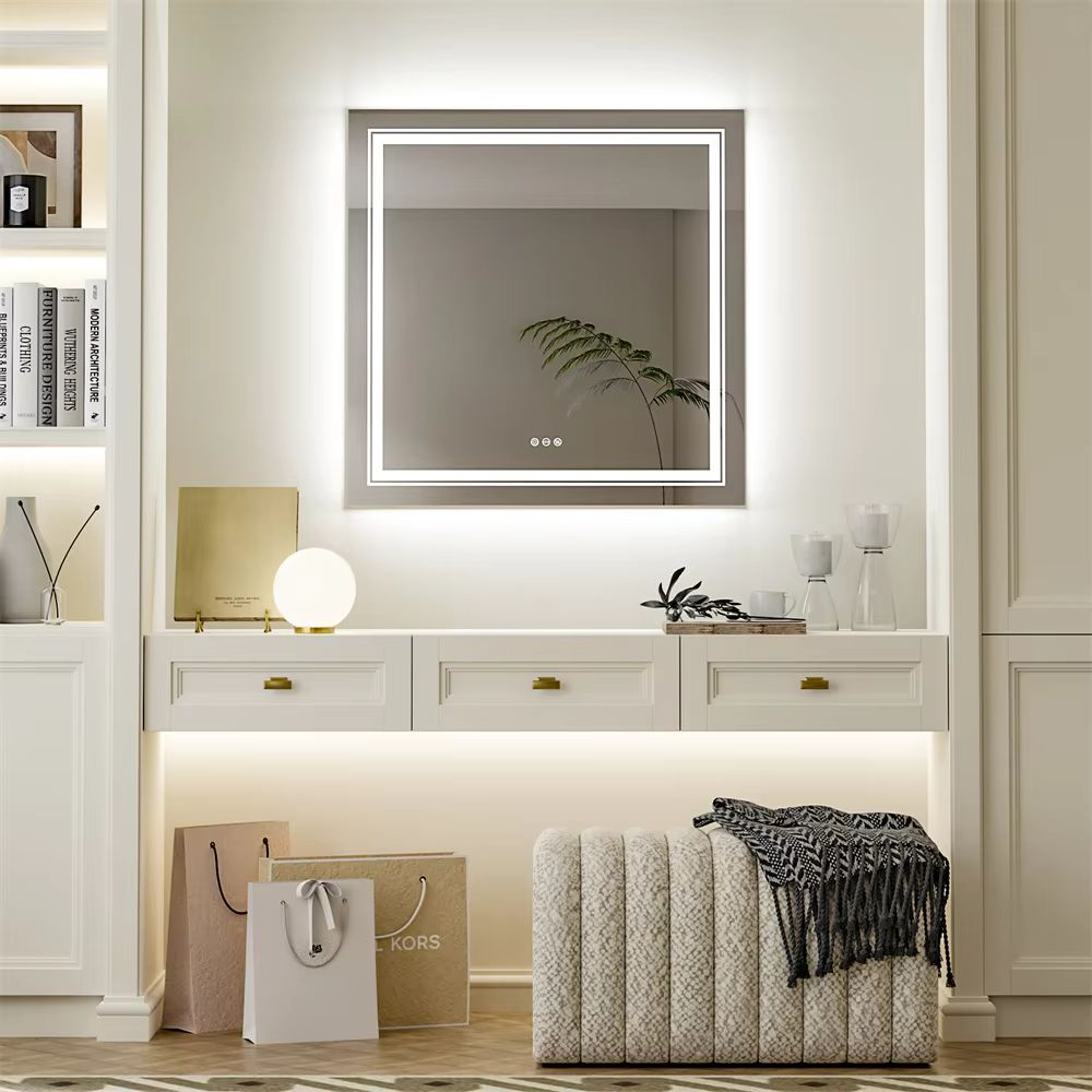 Square Illuminated Wall Bathroom Mirror with LED Lights - The Grand Bazaar of Australia