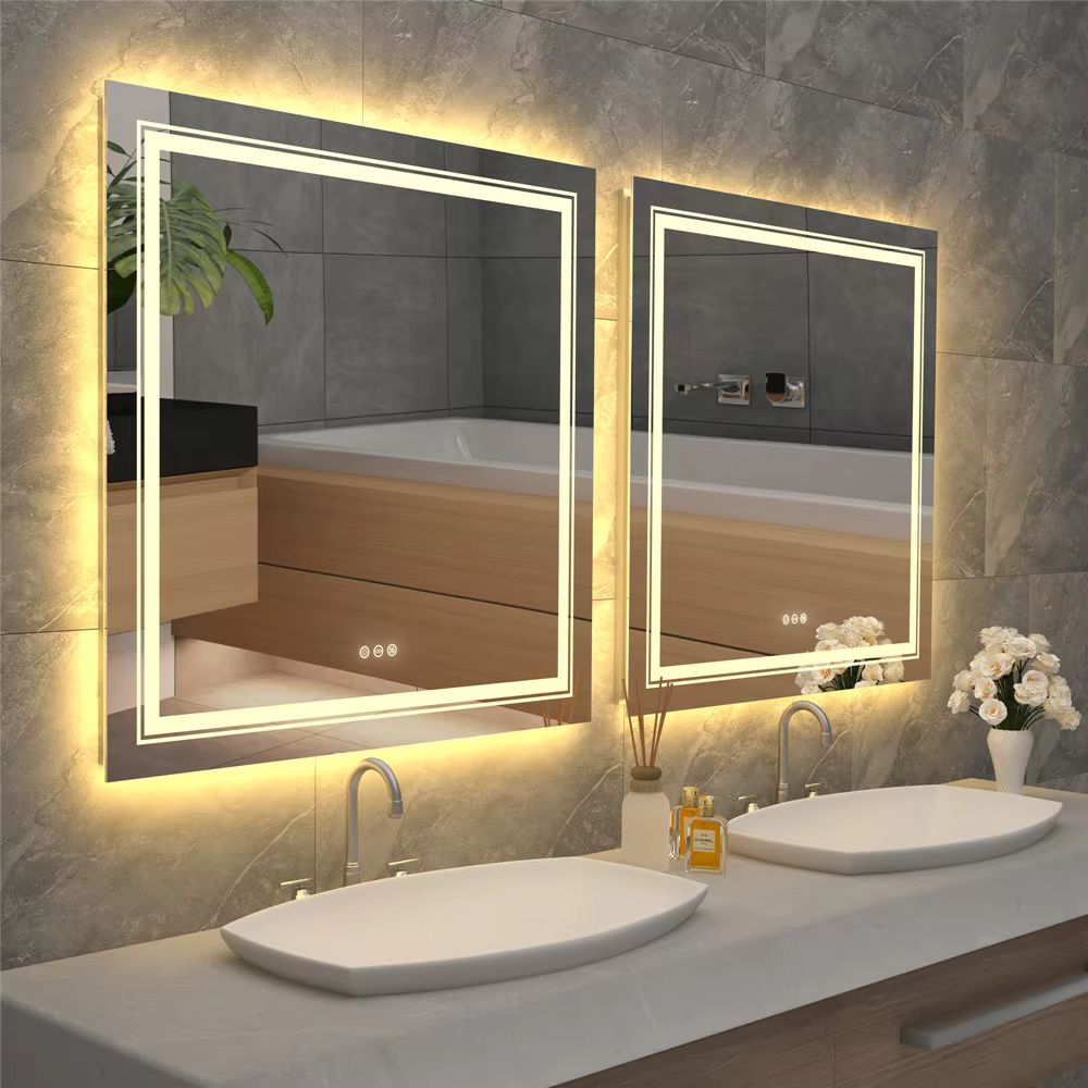 Square Illuminated Wall Bathroom Mirror with LED Lights - The Grand Bazaar of Australia
