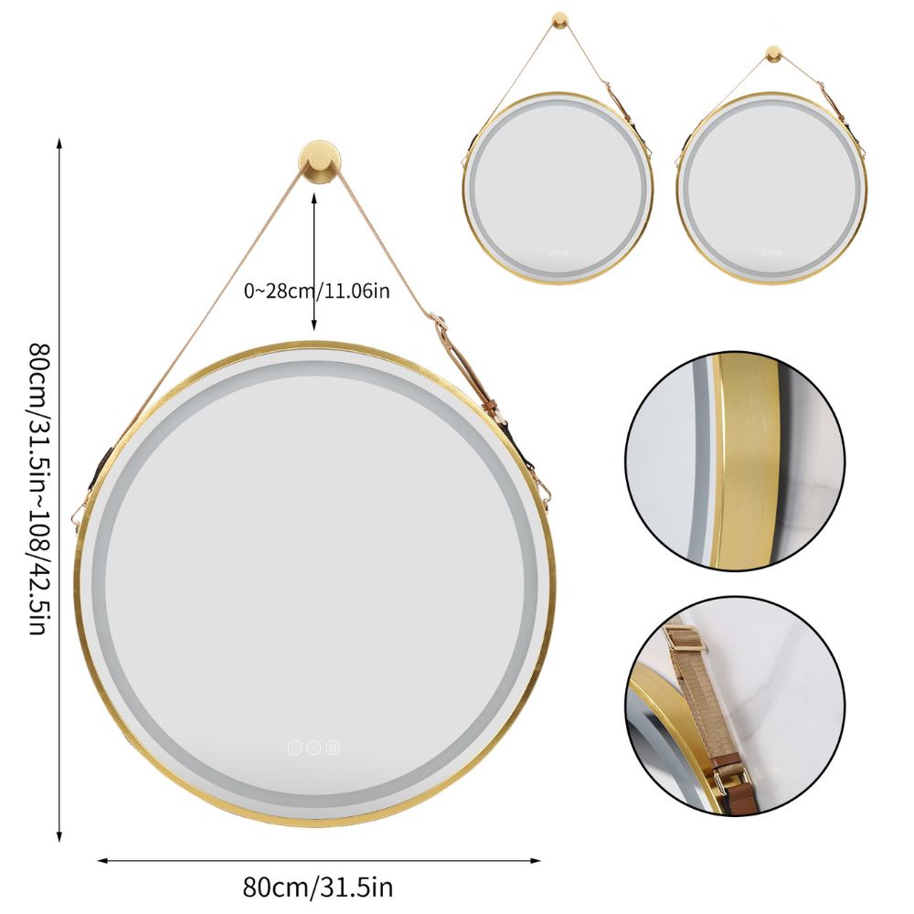 Stylish 32 LED Bathroom Mirror with Touch Sensor and Detachable Rope - The Grand Bazaar of Australia