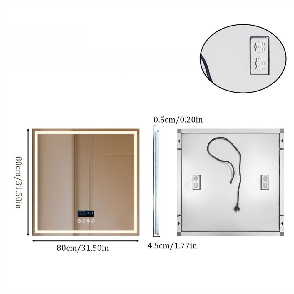 32 Square Lighted Bluetooth Bathroom Mirror - The Grand Bazaar of Australia
