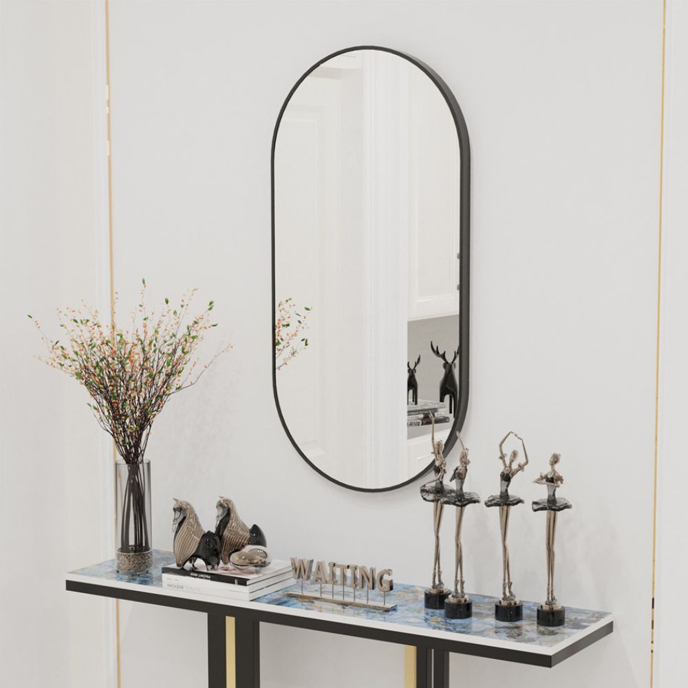 Oval Black Metal Mirror for Modern Bathrooms - The Grand Bazaar of Australia