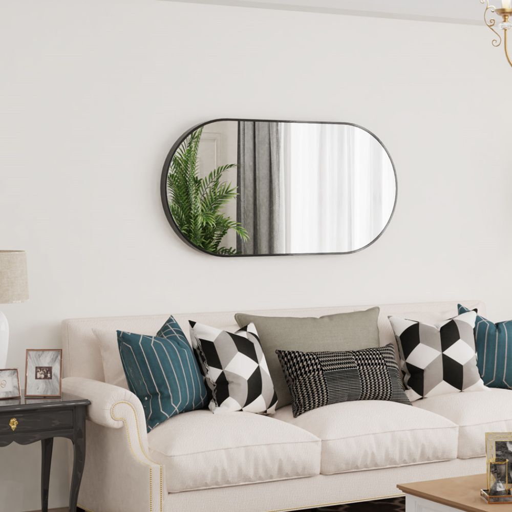 Oval Black Metal Mirror for Modern Bathrooms - The Grand Bazaar of Australia