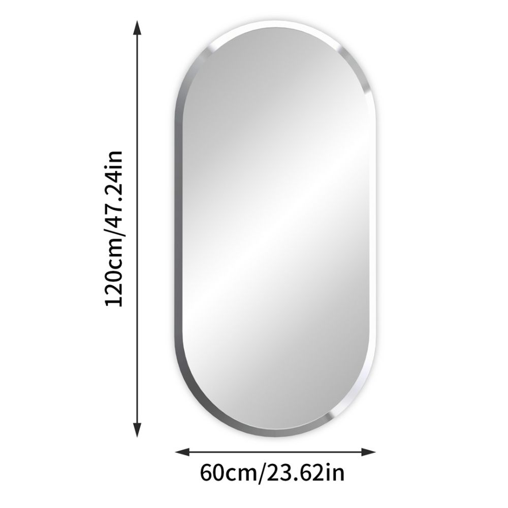 Stylish Frameless Long Oval Bathroom Vanity Mirror with Beveled Edge - The Grand Bazaar of Australia