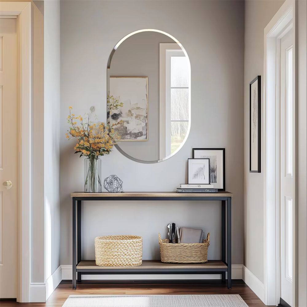 Stylish Frameless Long Oval Bathroom Vanity Mirror with Beveled Edge - The Grand Bazaar of Australia
