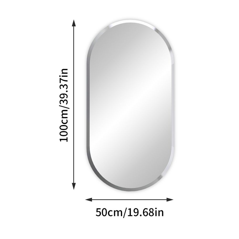 Stylish Frameless Long Oval Bathroom Vanity Mirror with Beveled Edge - The Grand Bazaar of Australia