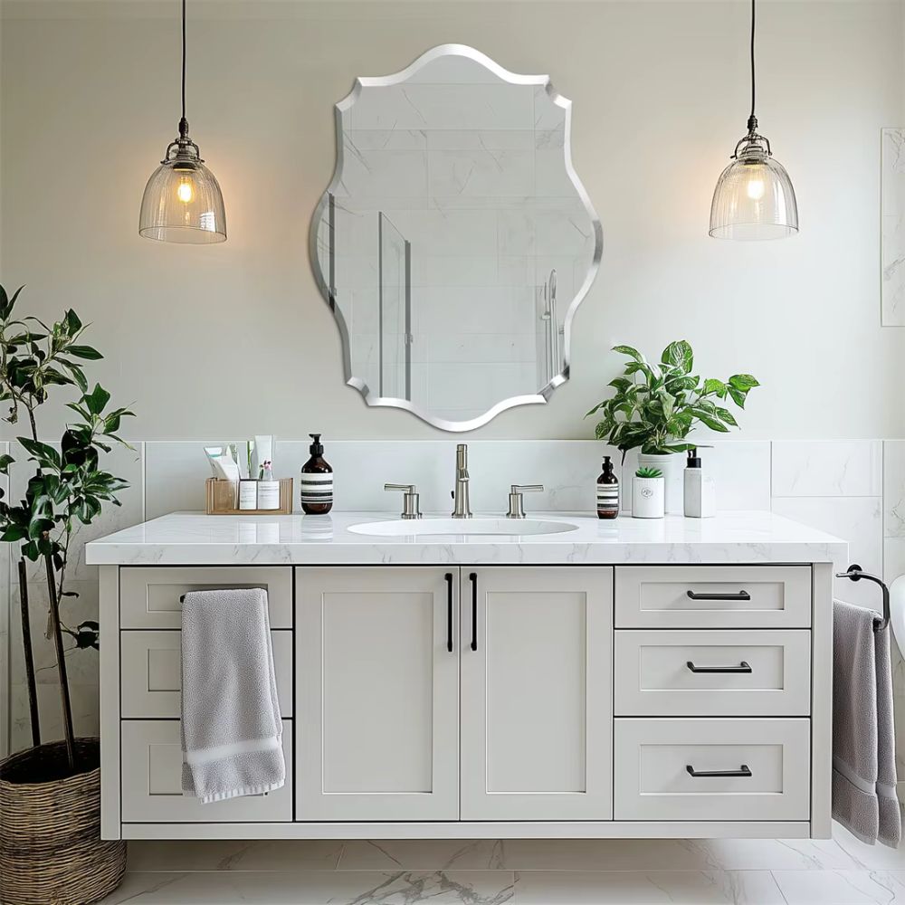 Asymmetrical Frameless Wall Mirror with Beveled Edge - The Grand Bazaar of Australia