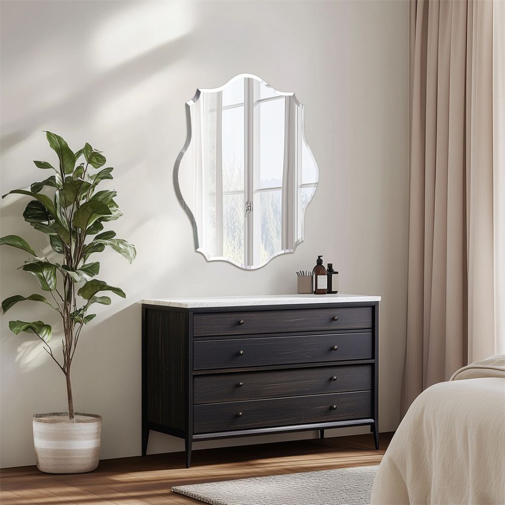Asymmetrical Frameless Wall Mirror with Beveled Edge - The Grand Bazaar of Australia