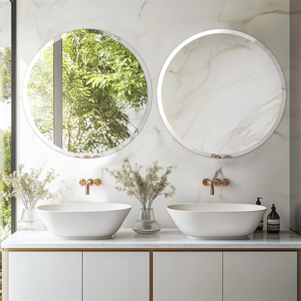 Stylish Frameless Round Bathroom Vanity Mirror for Elegant Wall Decor - The Grand Bazaar of Australia