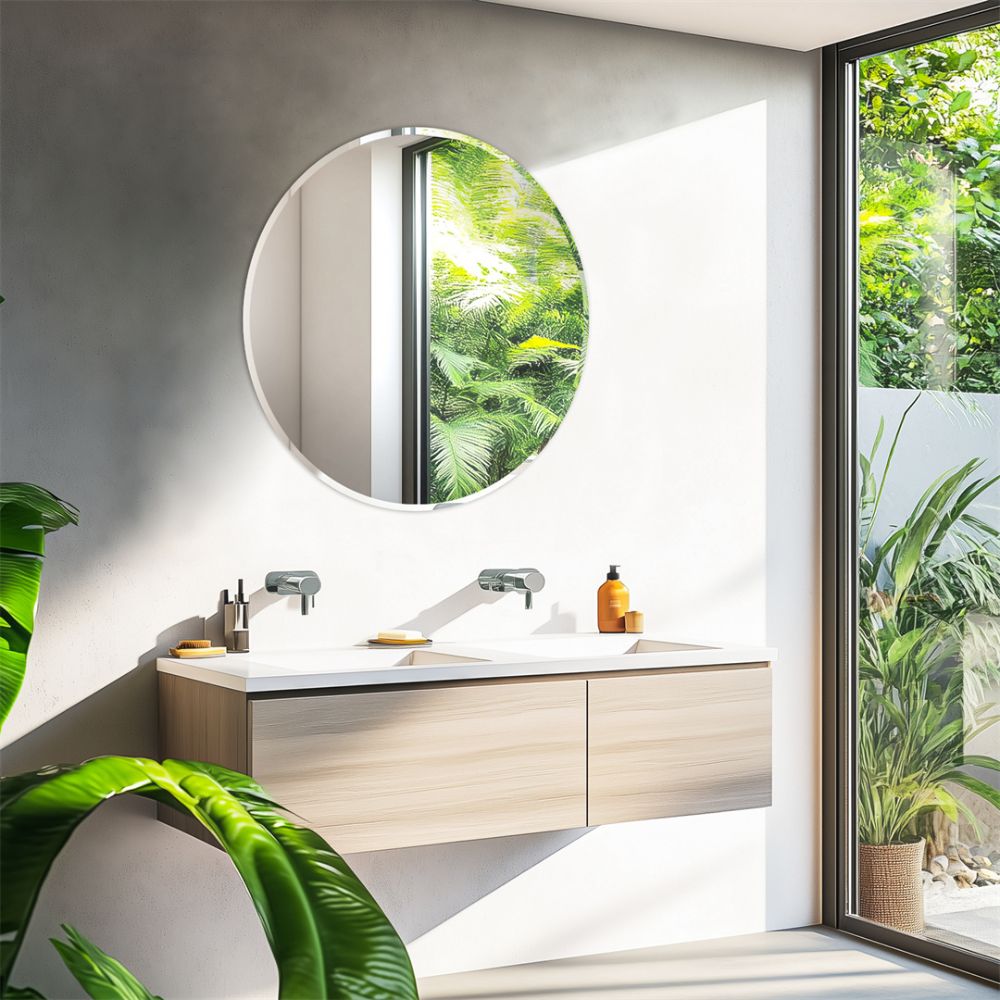 Stylish Frameless Round Bathroom Vanity Mirror for Elegant Wall Decor - The Grand Bazaar of Australia