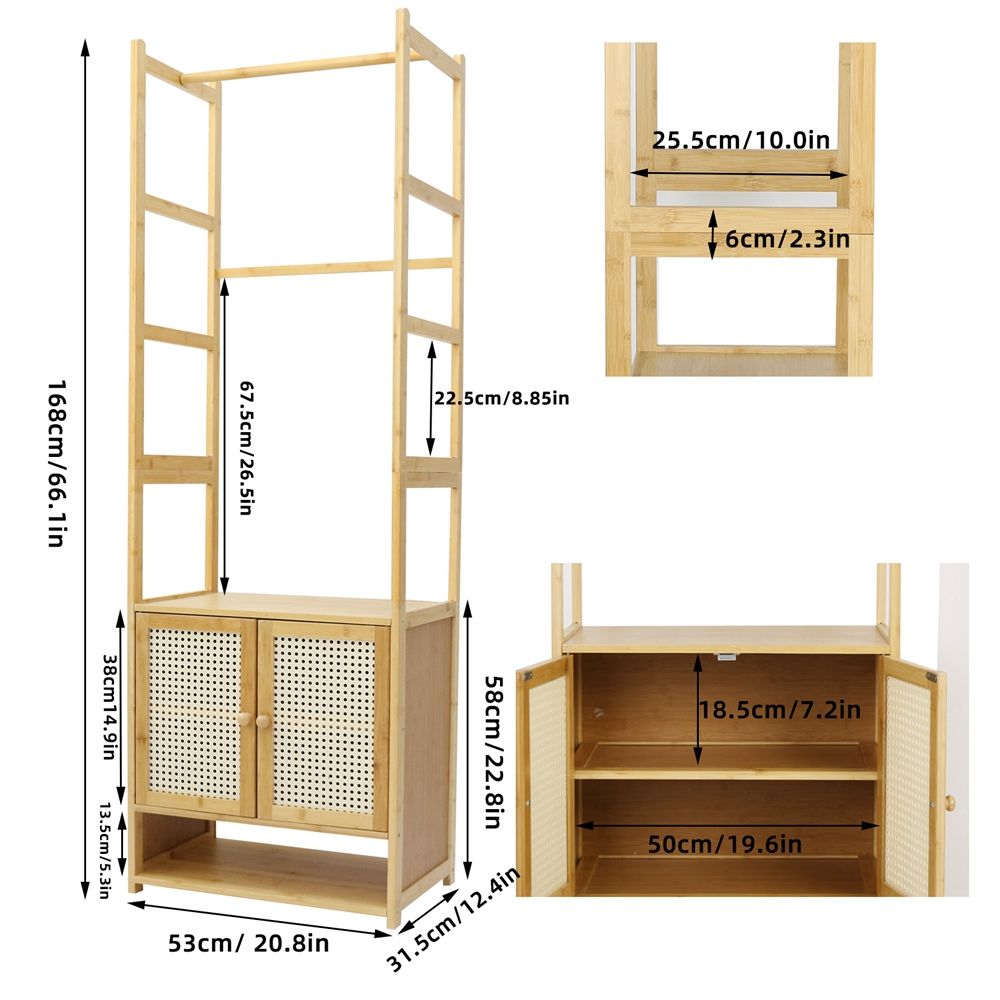 Freestanding Bamboo Clothes Rack with Shoe Cabinet - The Grand Bazaar of Australia
