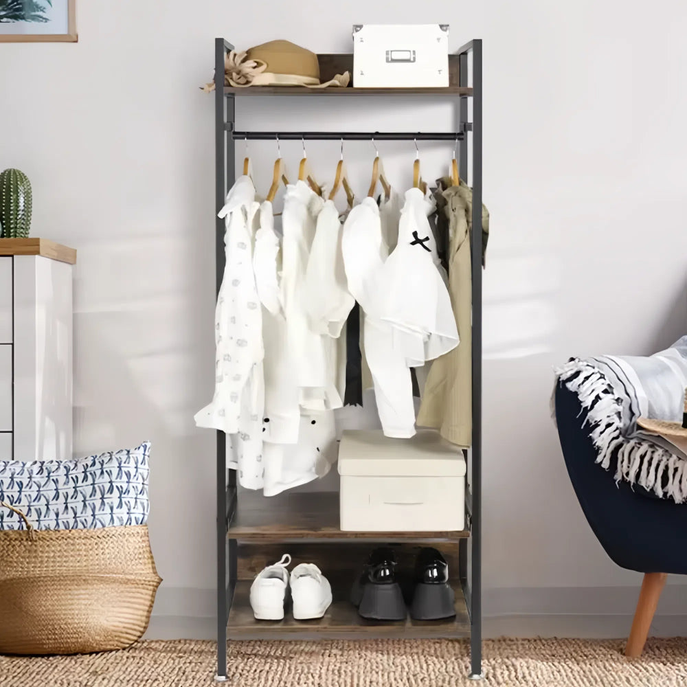 Freestanding Garment Storage Coat Rack with Shelves - The Grand Bazaar of Australia