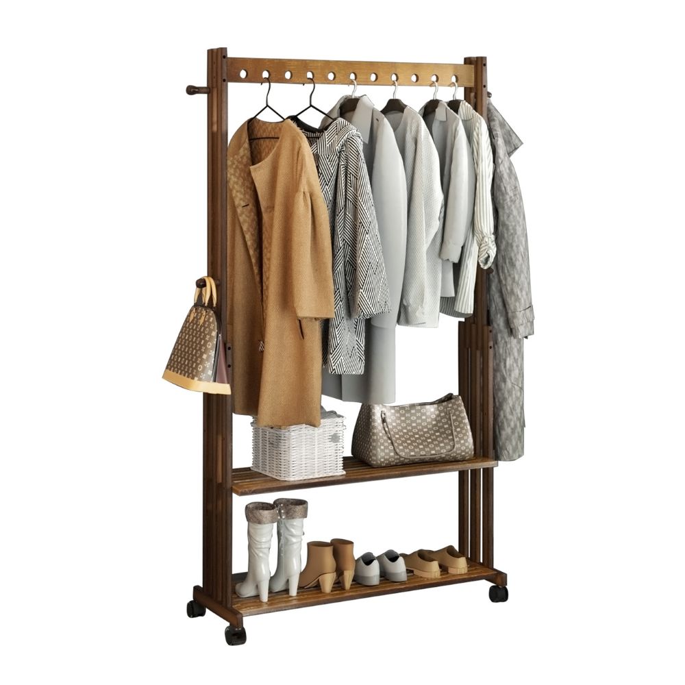 Bamboo Clothes Rack Stand with Wheels - The Grand Bazaar of Australia