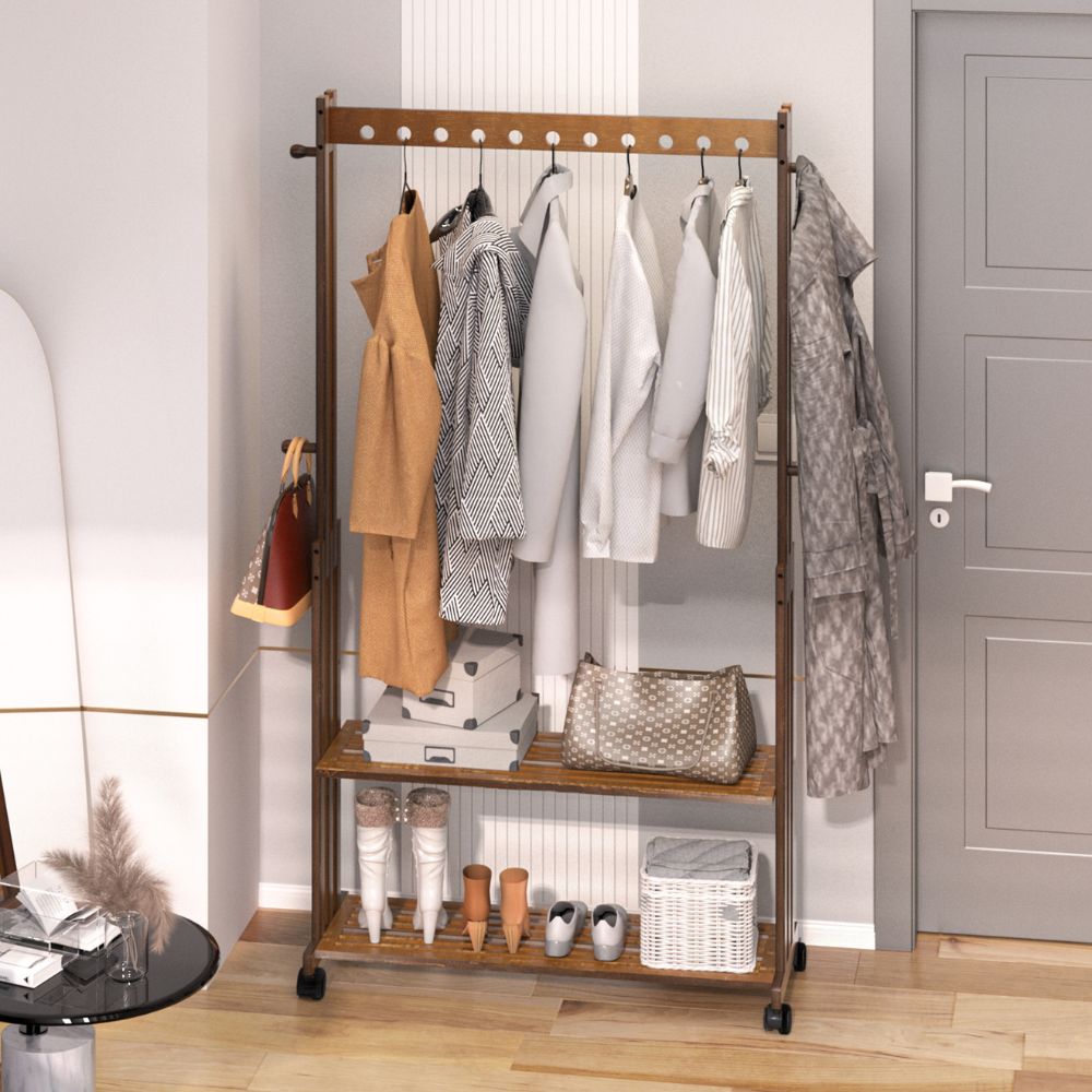 Bamboo Clothes Rack Stand with Wheels - The Grand Bazaar of Australia