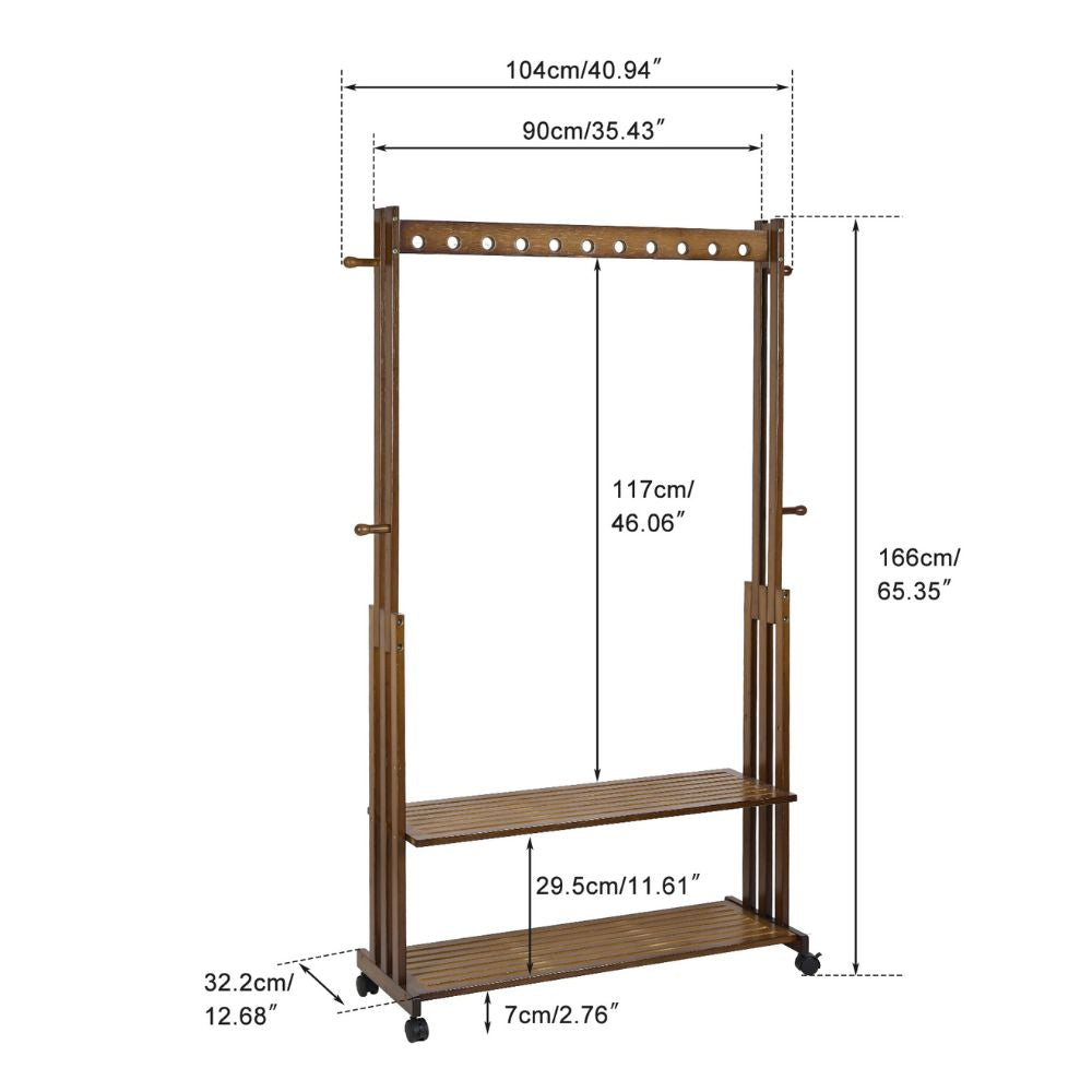 Bamboo Clothes Rack Stand with Wheels - The Grand Bazaar of Australia