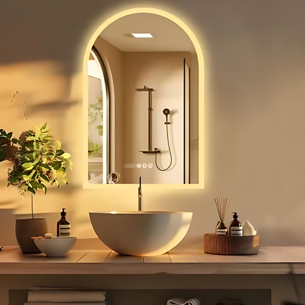 Chic Backlit Bathroom Vanity Mirror with Time and Temperature Display - The Grand Bazaar of Australia