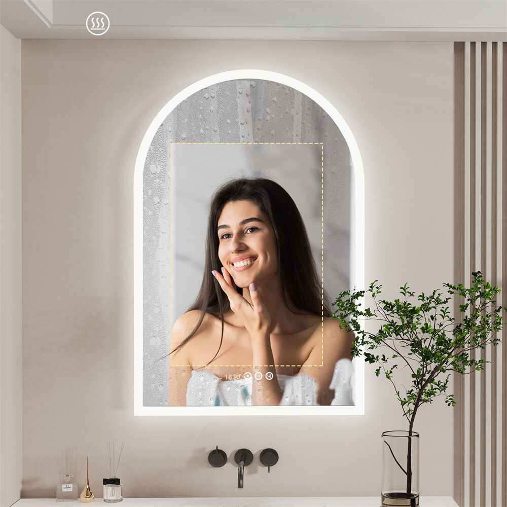 Chic Backlit Bathroom Vanity Mirror with Time and Temperature Display - The Grand Bazaar of Australia