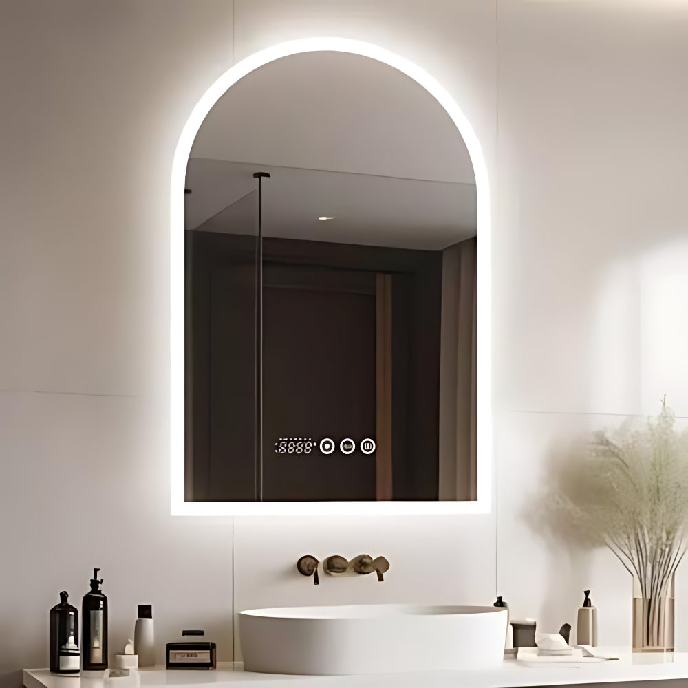 Chic Backlit Bathroom Vanity Mirror with Time and Temperature Display - The Grand Bazaar of Australia