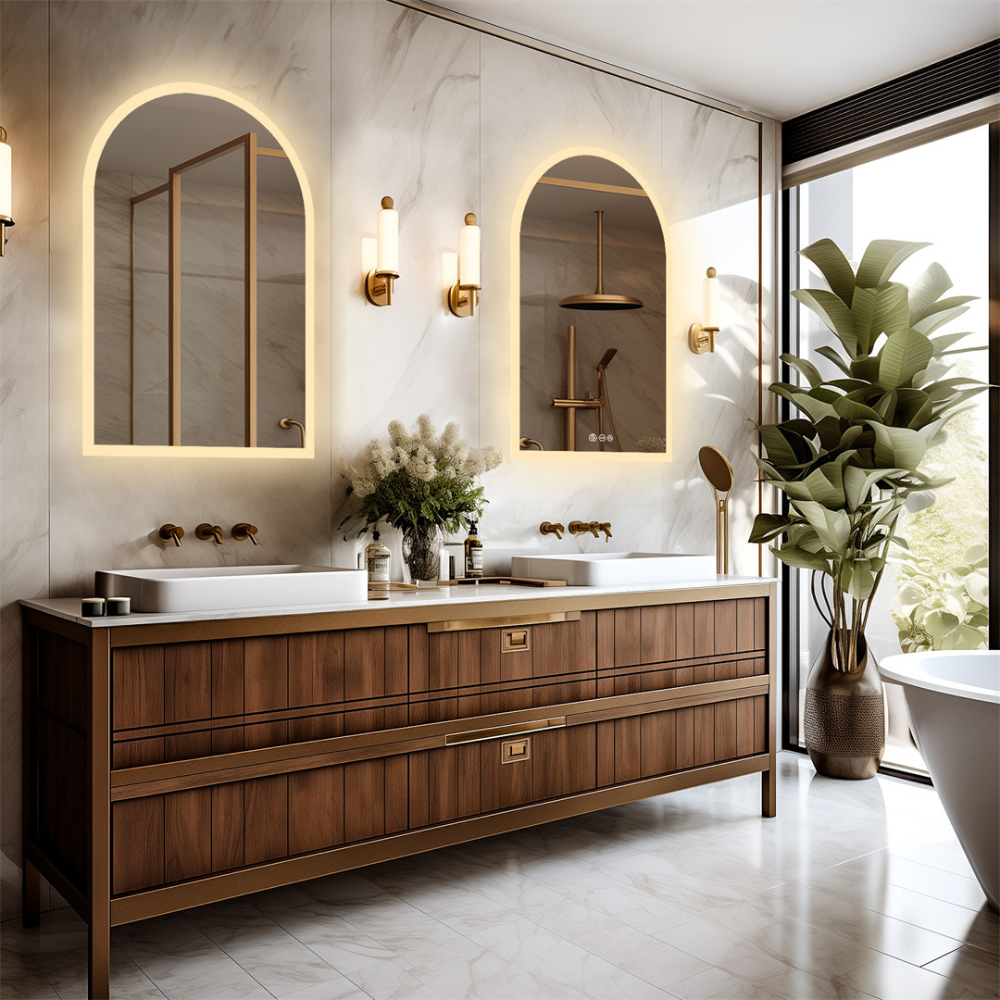Chic Backlit Bathroom Vanity Mirror with Time and Temperature Display - The Grand Bazaar of Australia